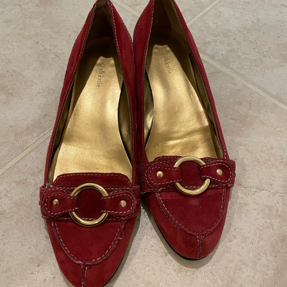 Kelly & Katie Red Suede Work Flats